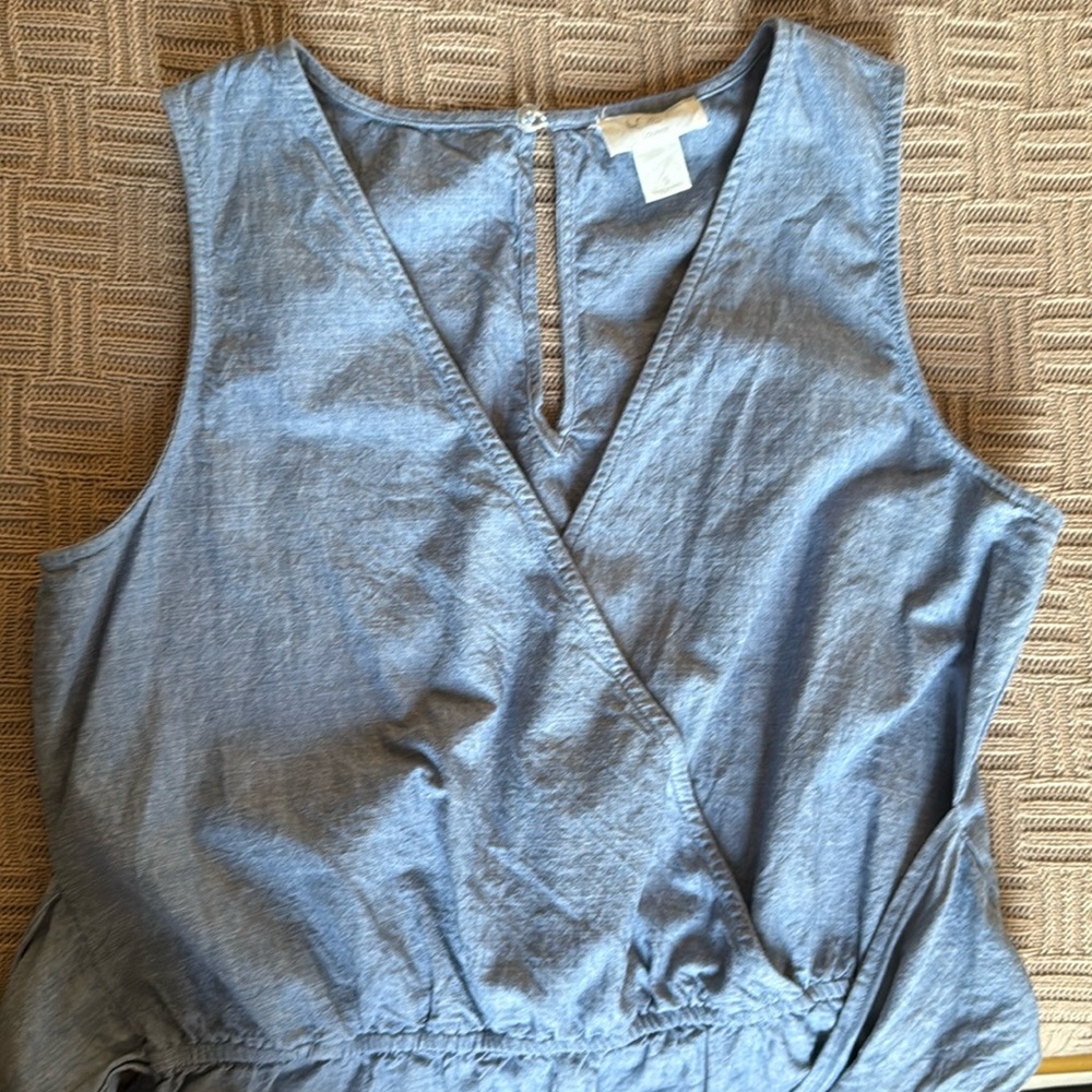 100% Cotton LOFT Denim Blue Romper Shorts - Picture 11 of 12
